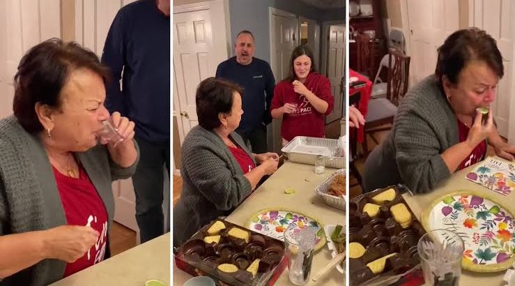 Le dieron tequila a la abuela por primera vez y se llevaron un gran susto