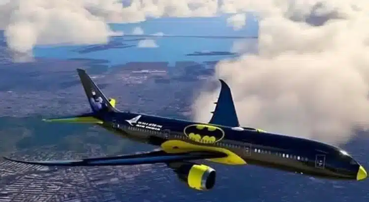 Presentan avión comercial con temática de Batman